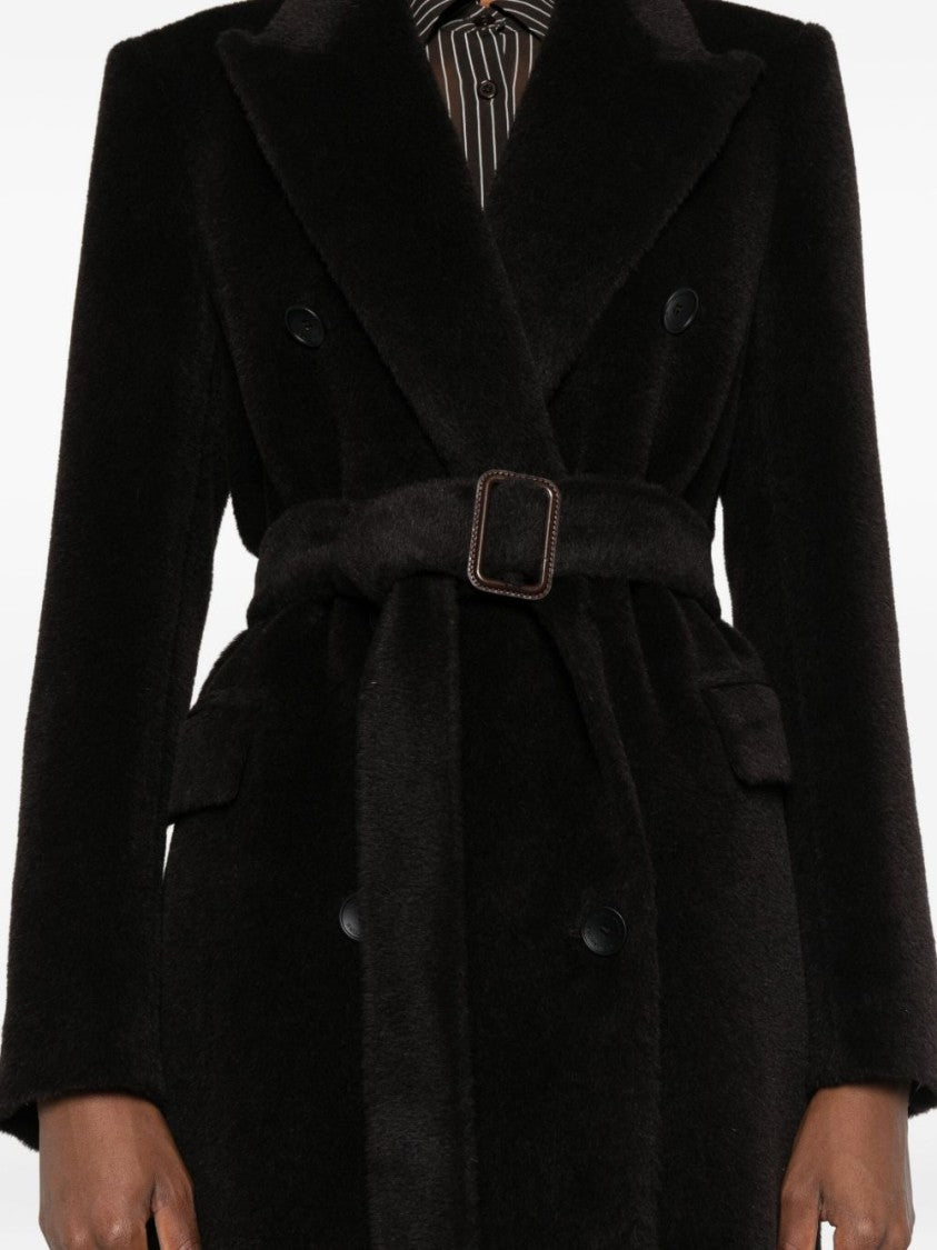 Tagliatore Double-Breasted Brown Alpaca-Wool Coat