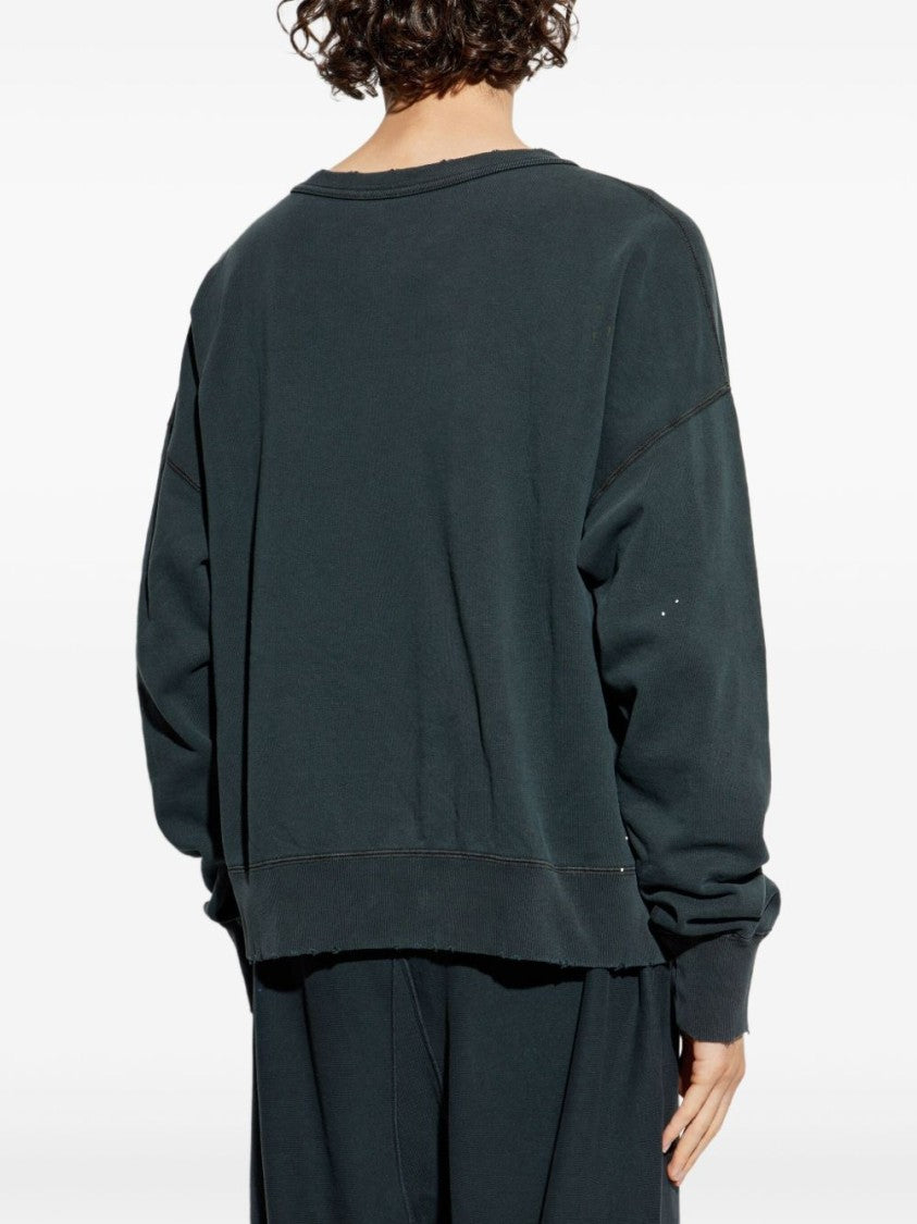 Maison Margiela Crew Neck Sweatshirt With Distressed Details And Logo Print