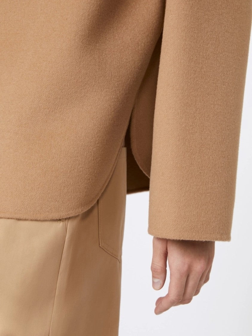Max Mara Elegant Hooded Coat With Front Zipper