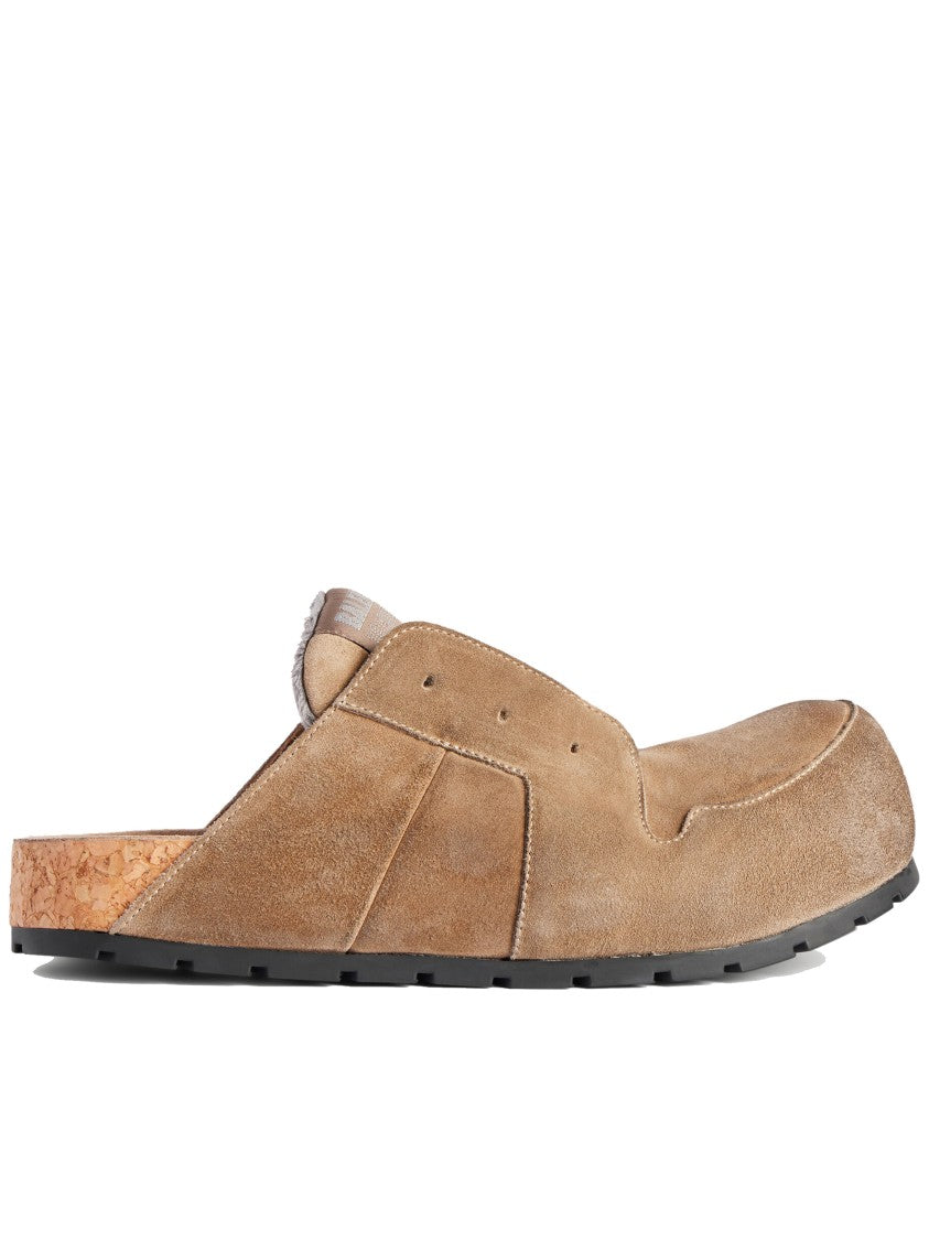 Balenciaga Tan Dumbo Mule Suede Cork Mules