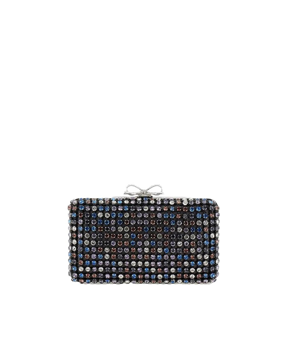 Self-Portrait Multi-Crystal Clutch With Removable Chain Strap