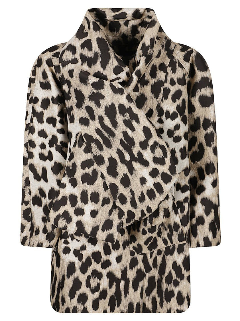 Givenchy Structured Leopard Print Coat With Asymmetrical Collar