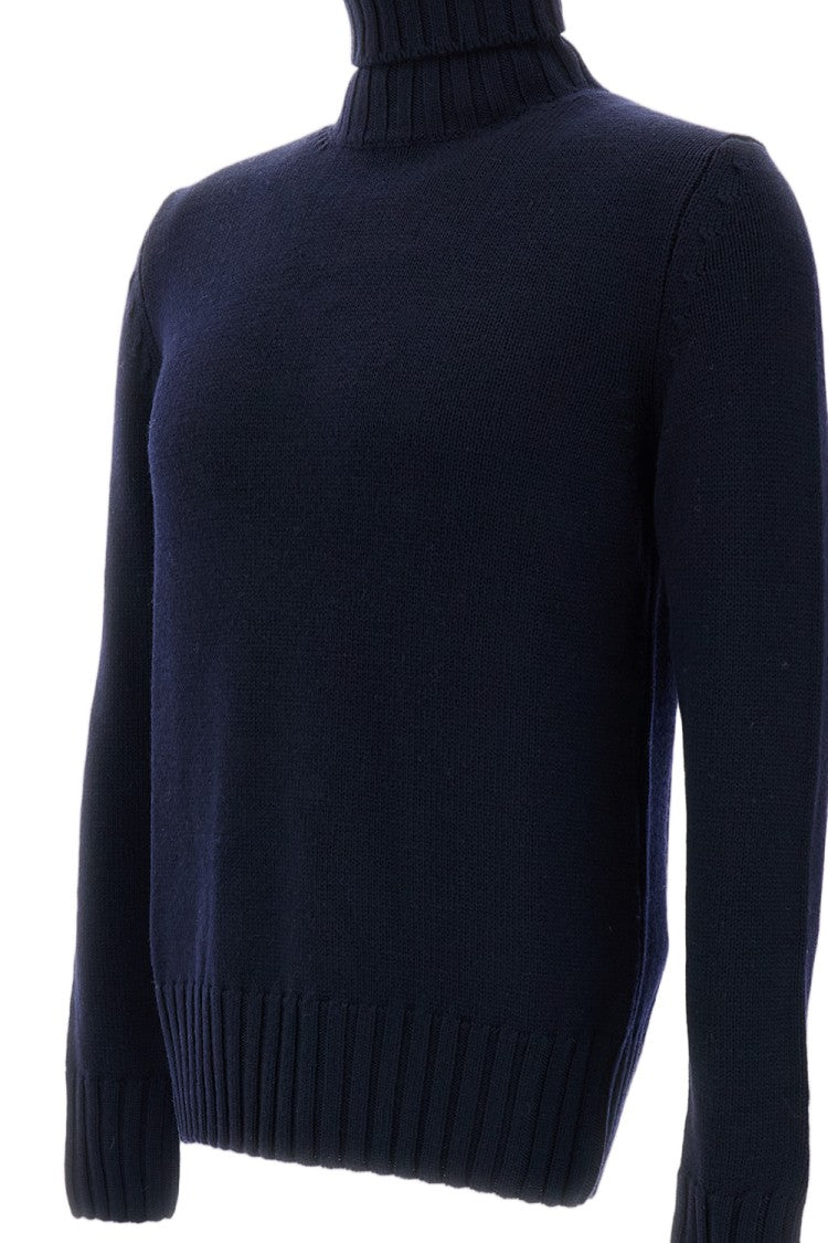 Customer Lovers Blue Ribbed Wool Turtleneck Sweater