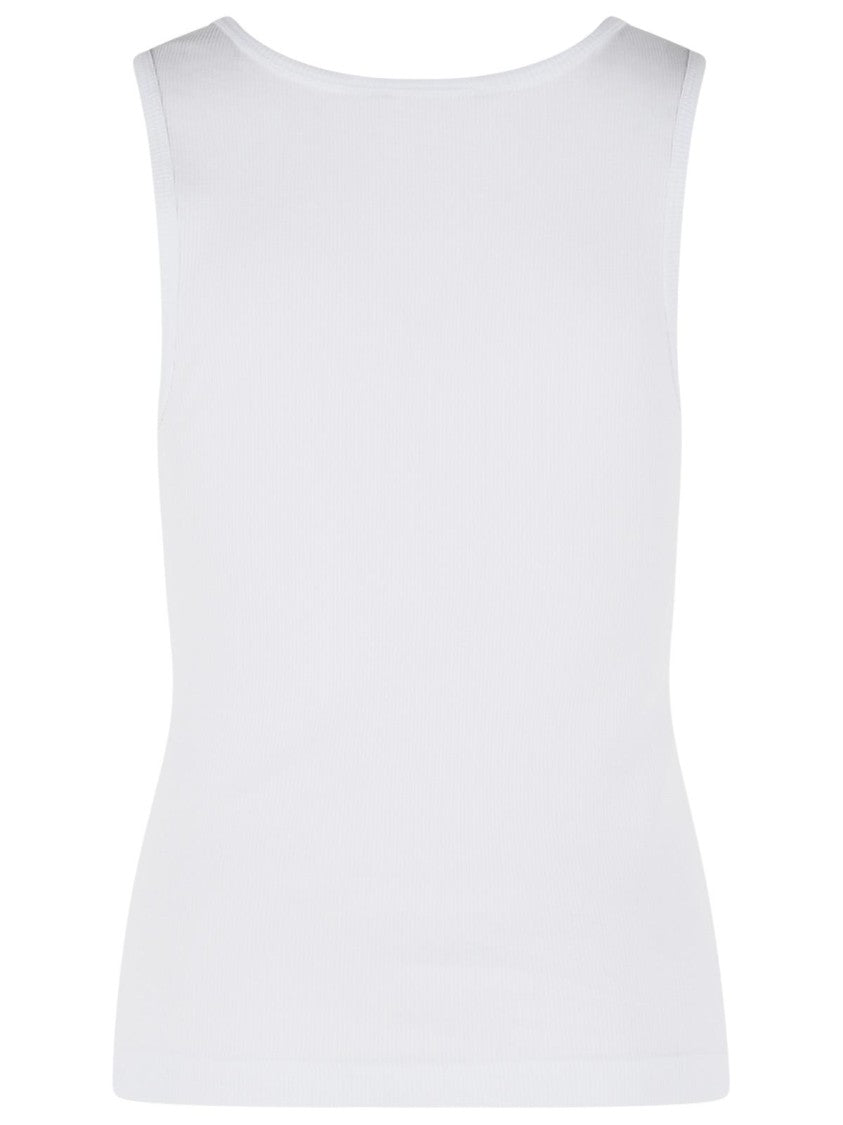 Dolce & Gabbana White Textile Glass Blend Tank Top