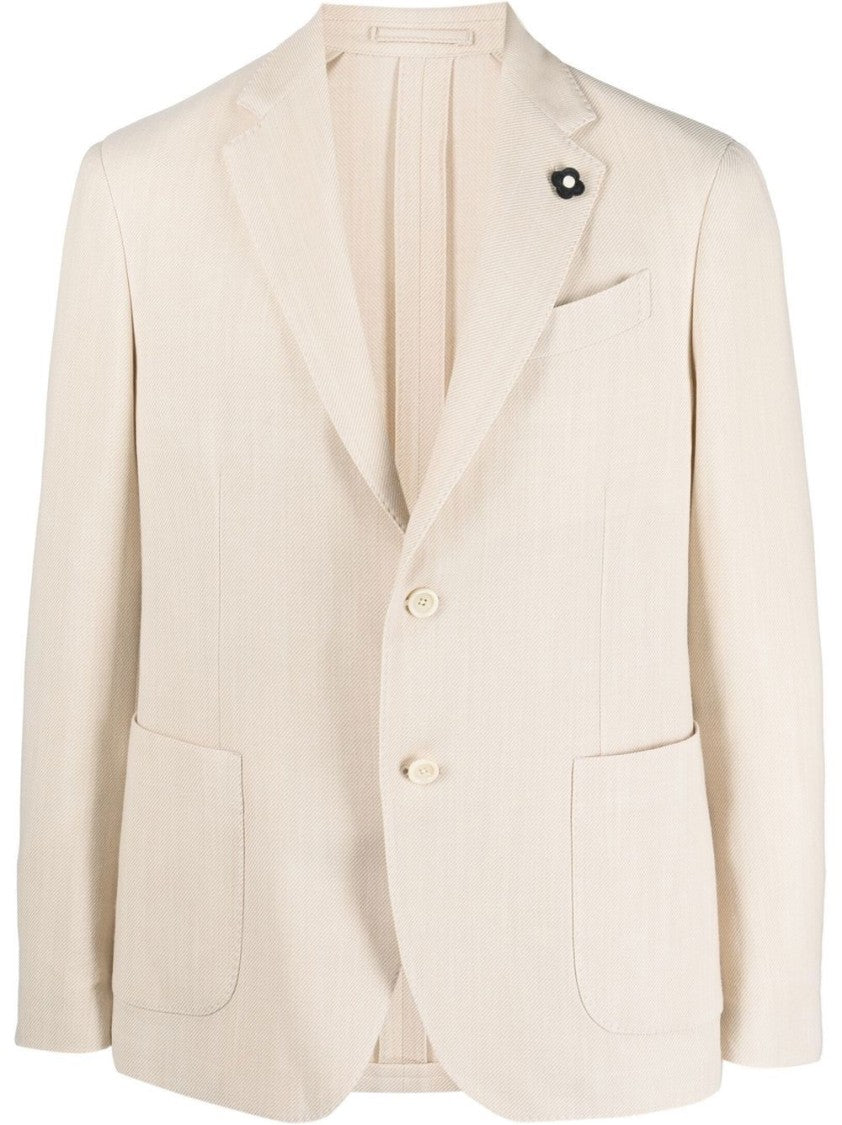 Lardini Men's Blazer With Linen-Wool Blend And Detailing