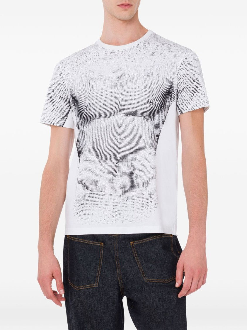 Moschino Monochrome Sculpted Torso Design Silk T-Shirt