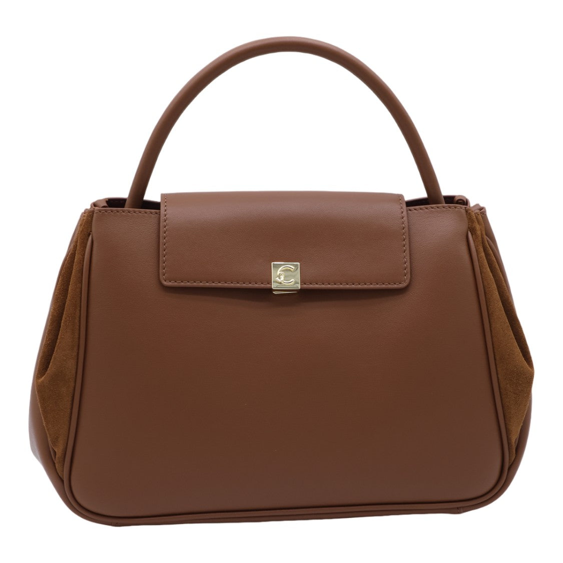Coccinelle Structured Leather Handbag With Suede Side Panels