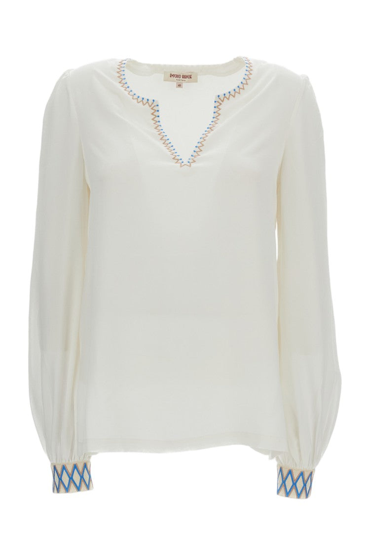 Emporio Sirenuse Ballerina Embroidered Silk Blouse