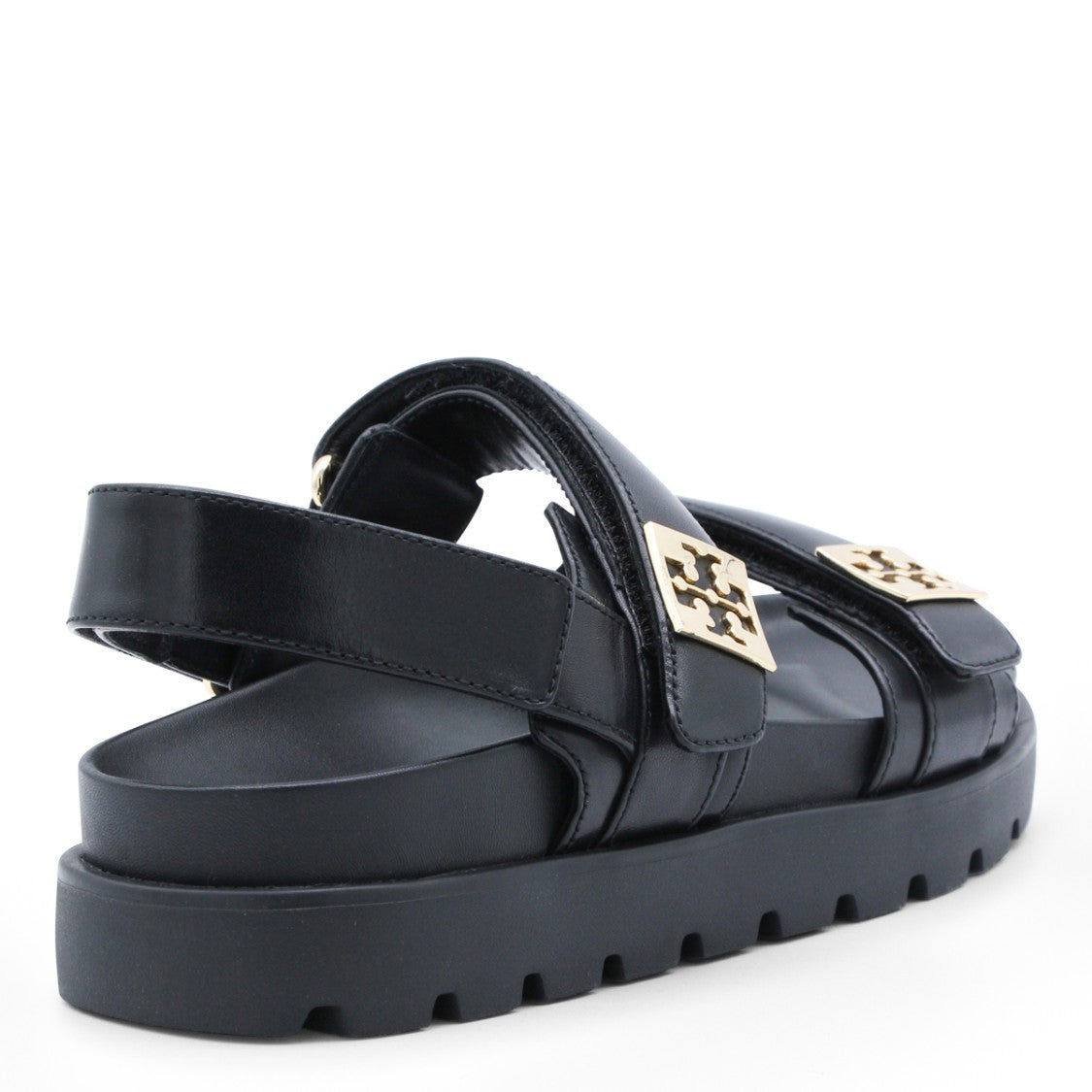 Tory Burch Black Leather Buckled Flats