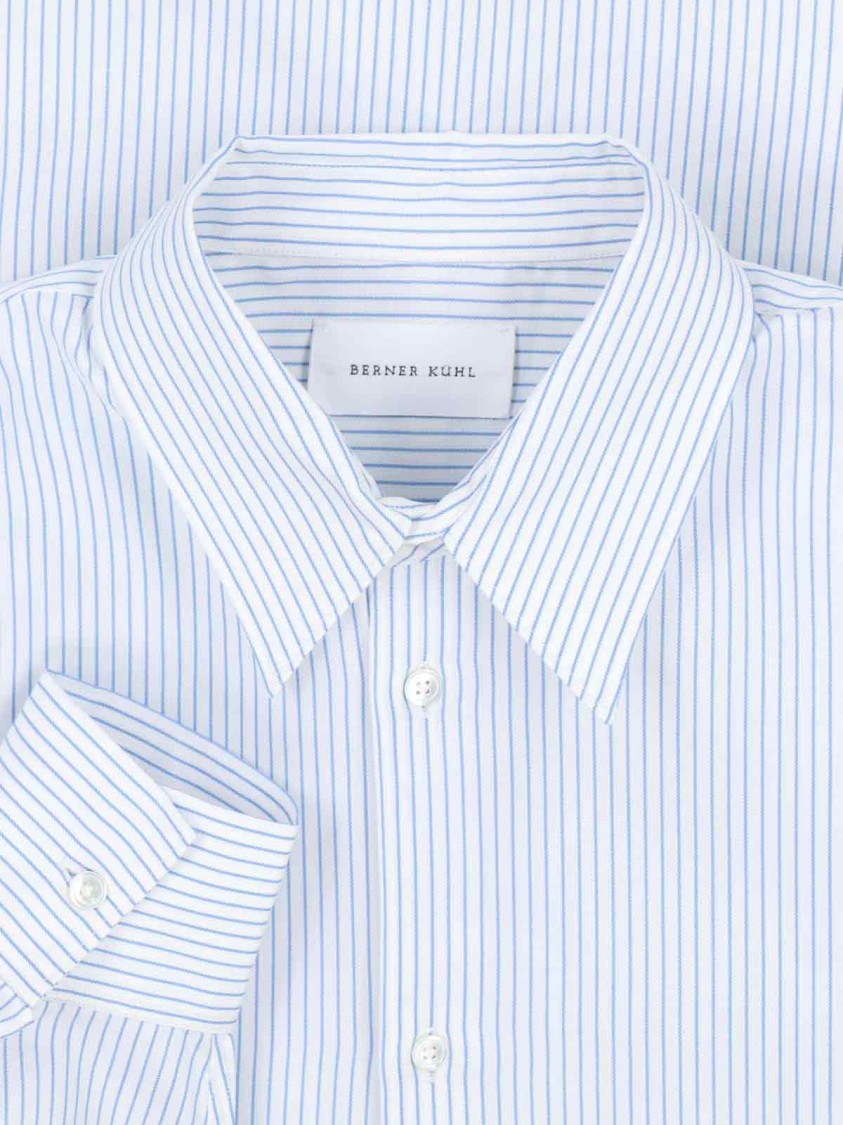 Berner Kuhl "Sleepy Shirt Luxor" Cotton Poplin Shirt – White/Blue Stripes