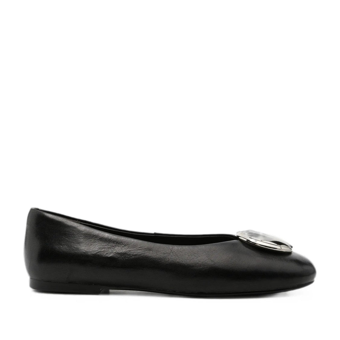 Adrianna Feretti Black Metallic Embellishment Leather Flats