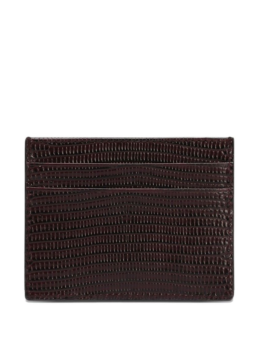 Dolce & Gabbana Bordeaux Vitello Leather Clutch With Card Slots