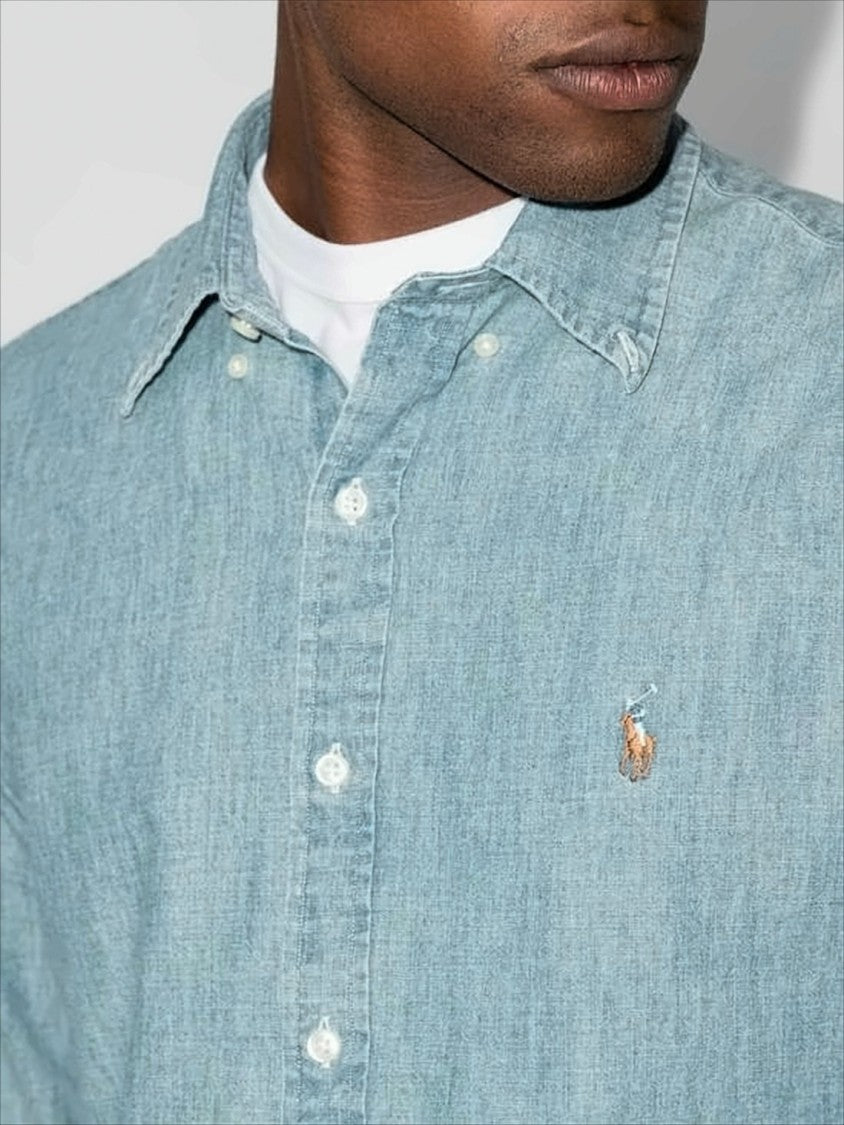 Polo Ralph Lauren Classic Button-Up Shirt In Light Blue Chambray
