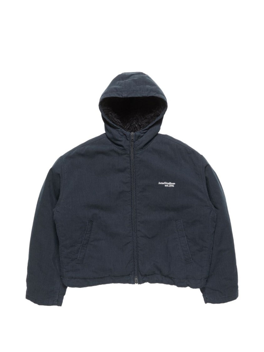 Acne Studios Boxy Cropped Zip-Front Plush-Lined Jacket