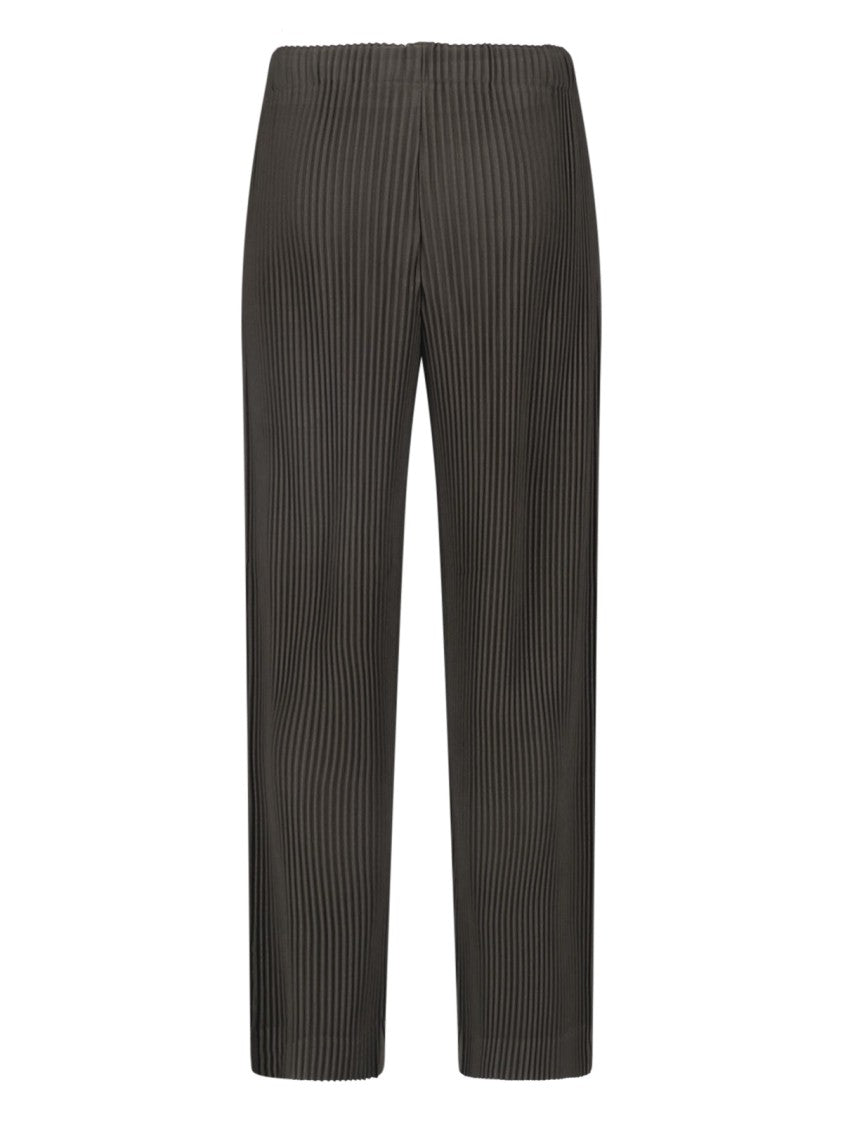 Homme Plissé Issey Miyake Brown Elastic Waist Pleated Straight-Leg Pants
