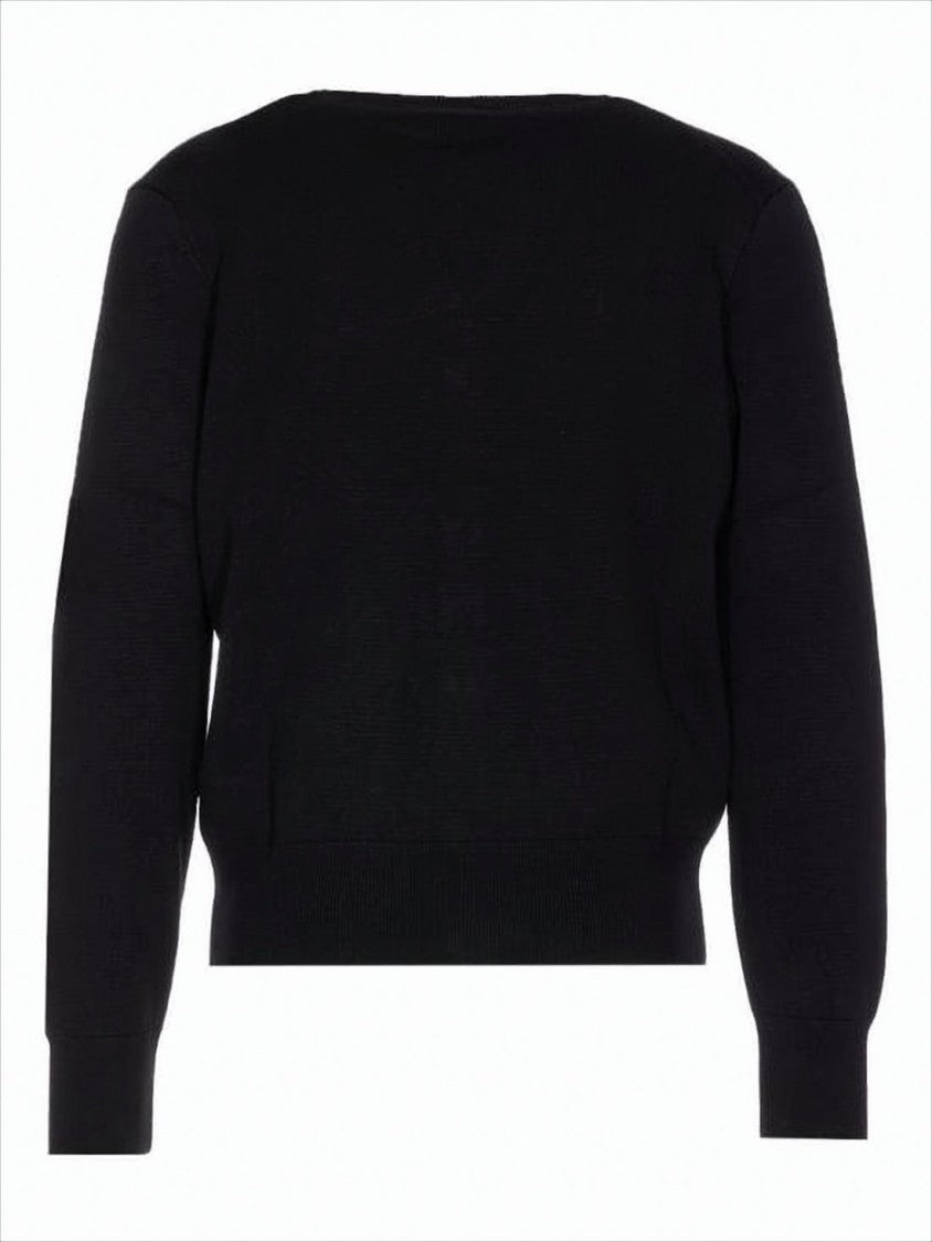 Ami Paris Black V-Neck Cardigan With Button-Down Front