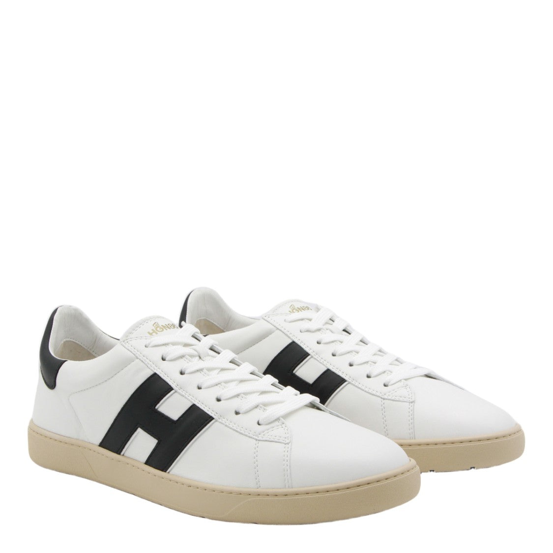 Hogan Low-Top Sneakers With Black Detail And Beige Sole