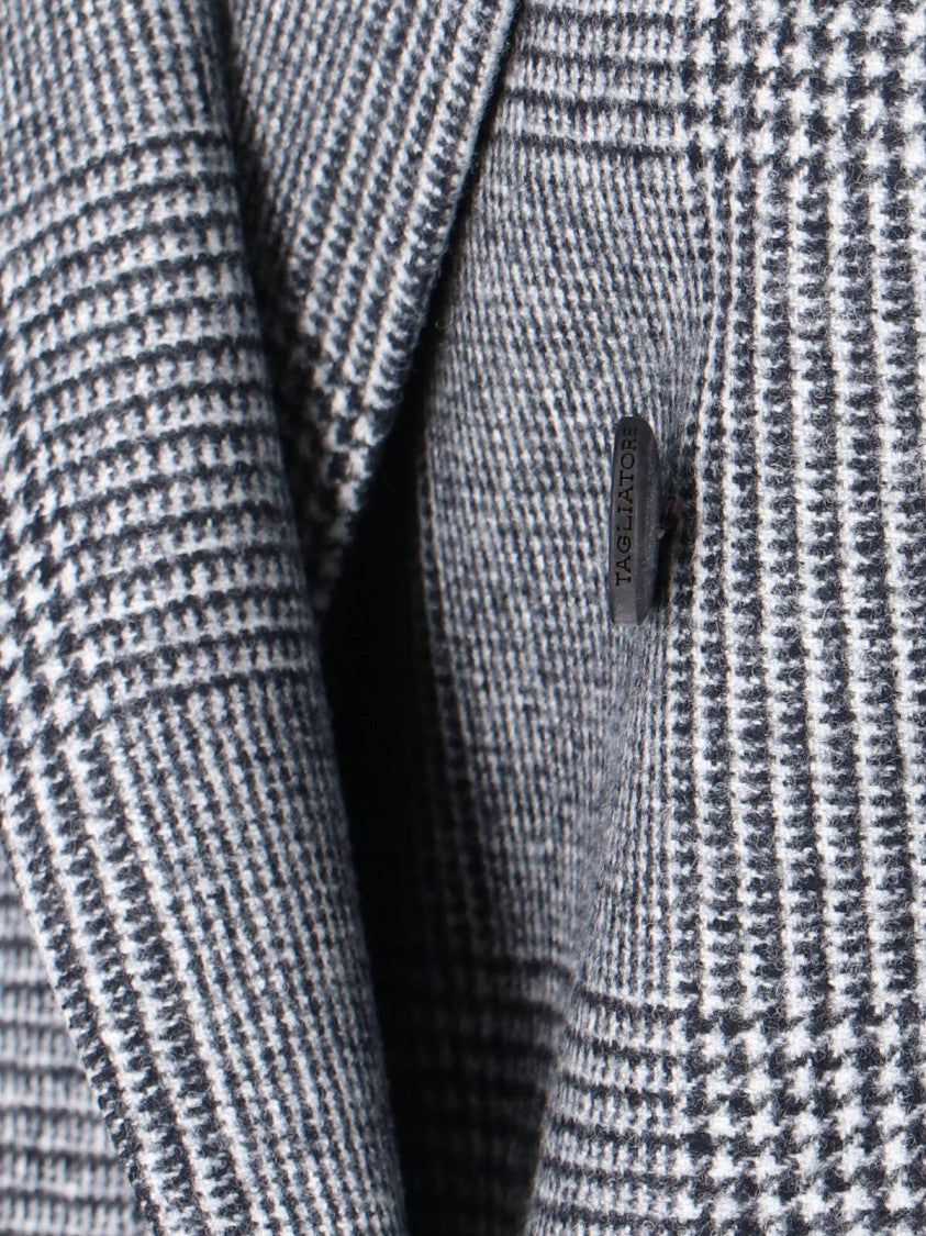 Tagliatore Houndstooth Tailored Double-Breasted Blazer And Wide-Leg Trousers