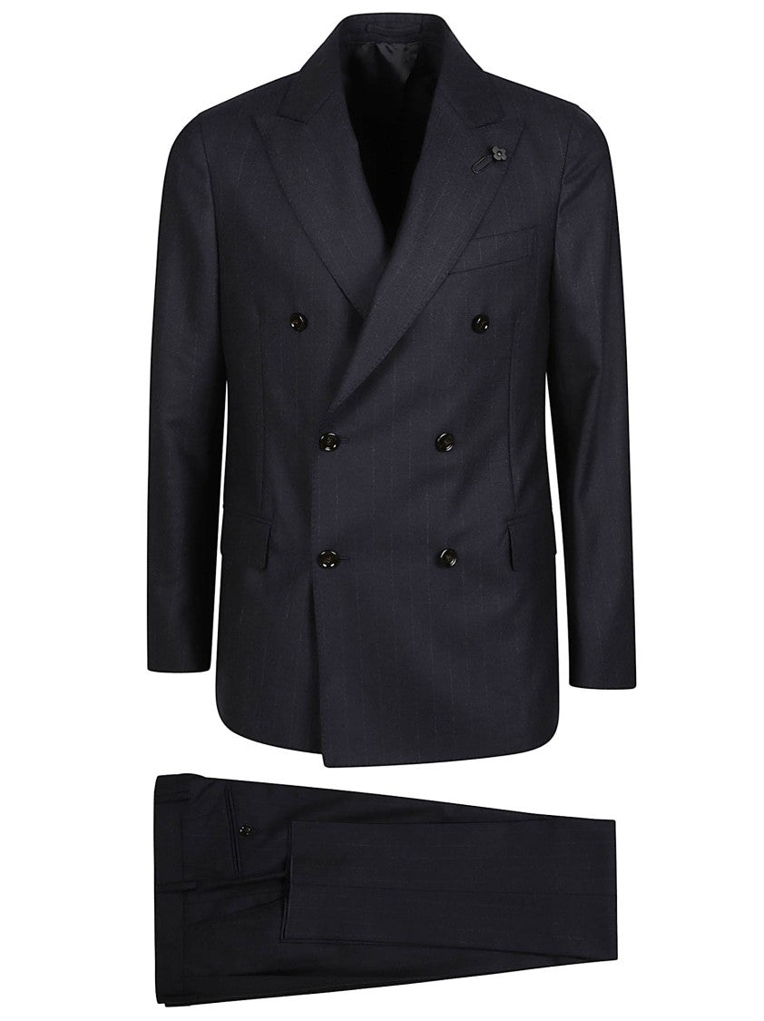 Lardini Double-Breasted Blazer With Peak Lapels And Matching Trousers
