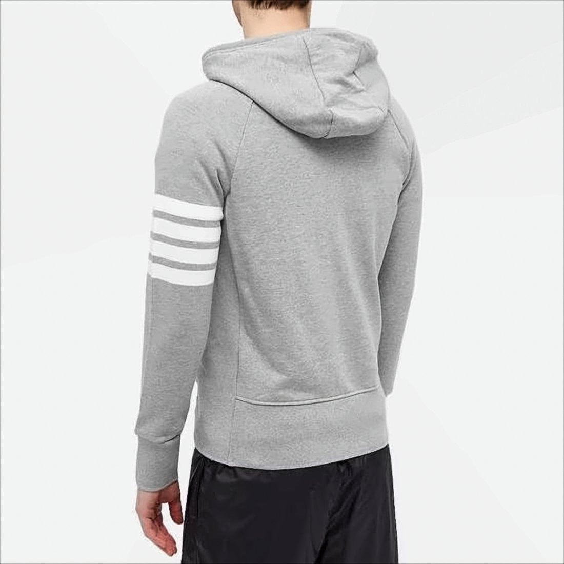 Thom Browne Two-Way Zip-Up Hoodie With Signature Stripe Detail