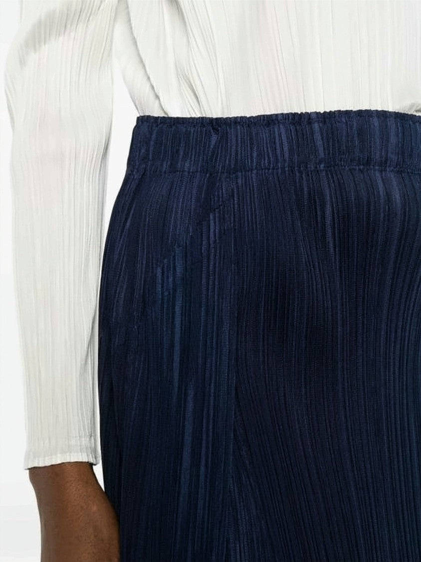 Pleats Please Pleated Midi Skirt With Subtle Texture And Elastic Waistband