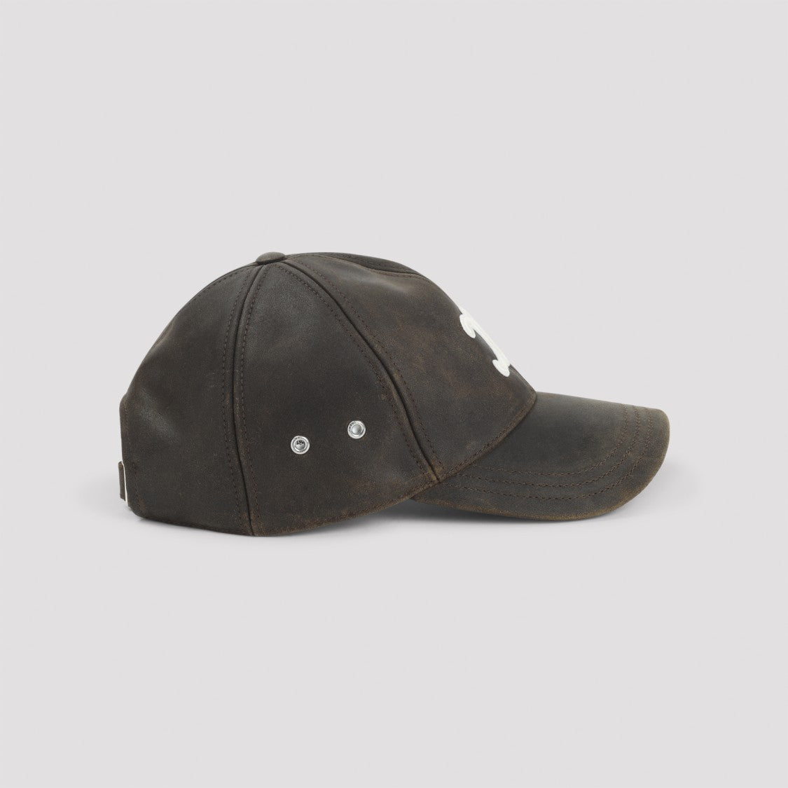 Celine Triomphe Hat In Aged Brown Calf Leather