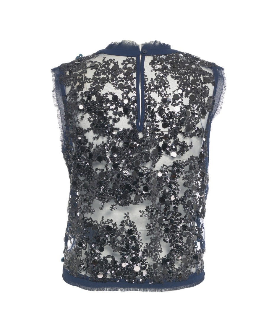 Baum Und Pferdgarten Sequined Sleeveless Top With Fringe Detailing