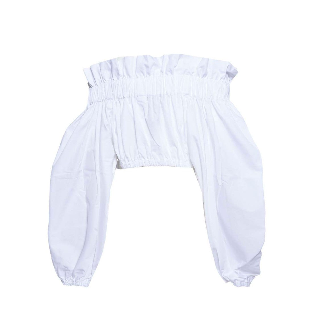 Patou White Cotton Cropped Top With Bow