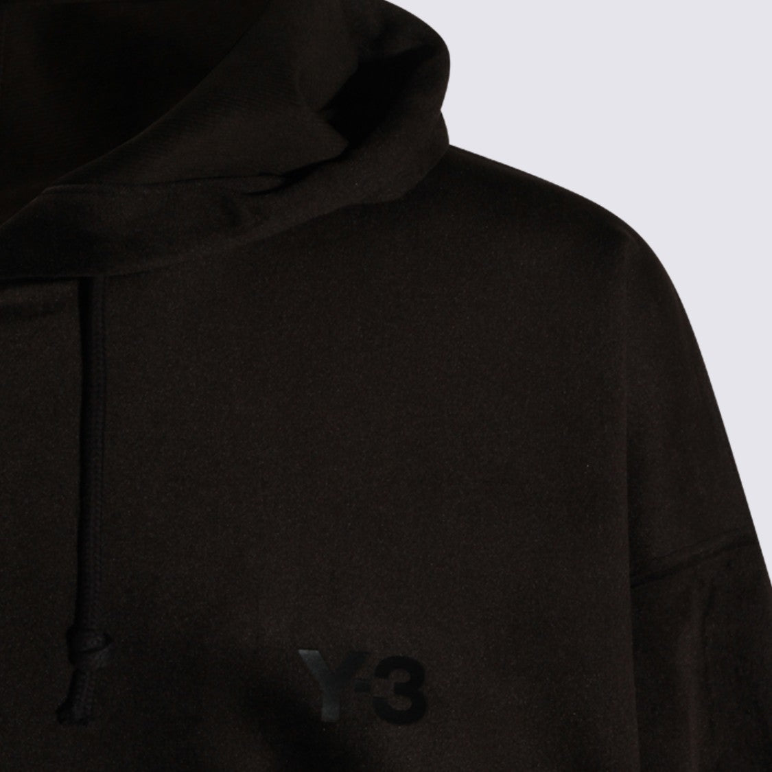 Y-3 Black Hoodie Sweater With Velvety Texture And Embossed Logo