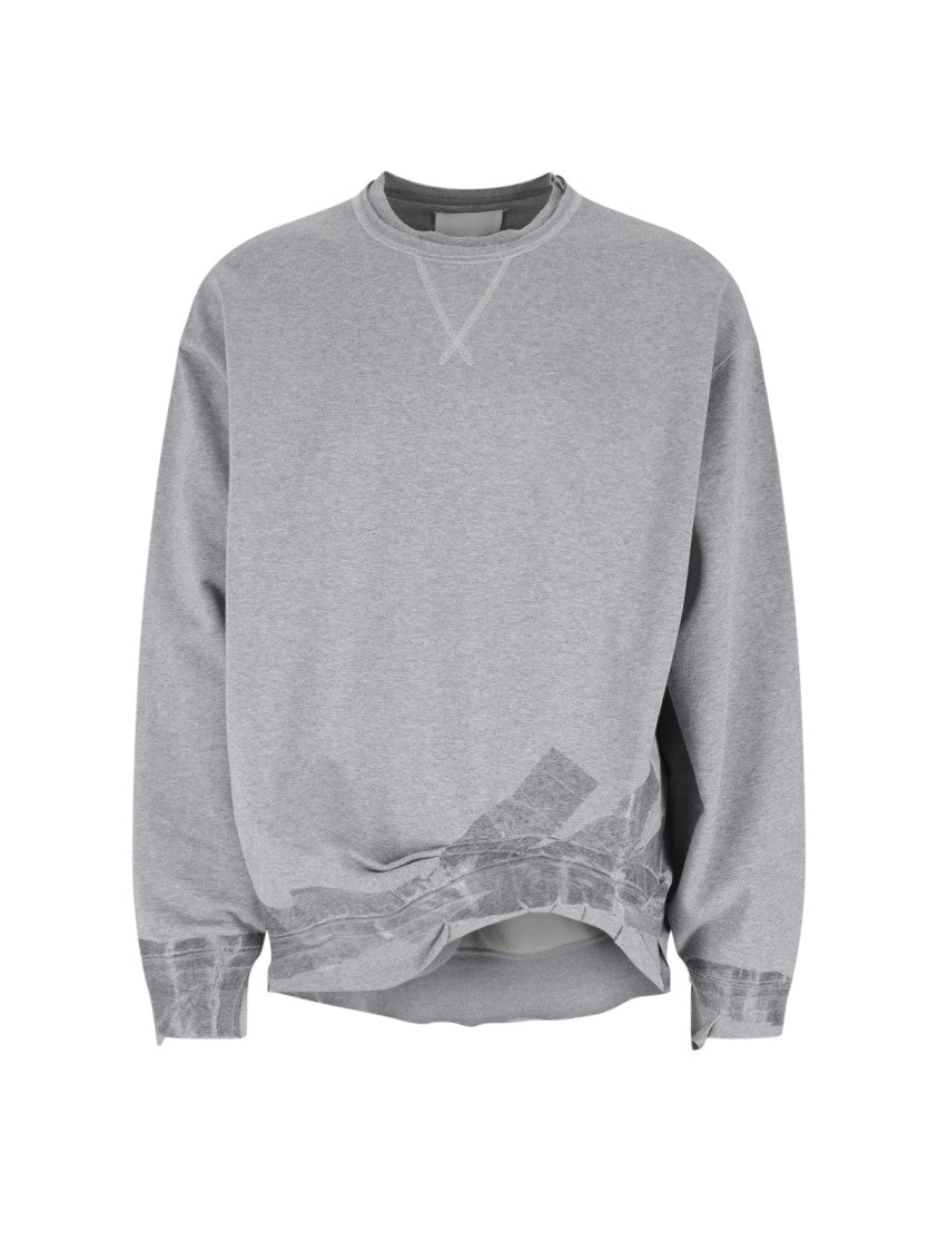 Maison Margiela Grey Taped Crew Neck Cotton Sweatshirt