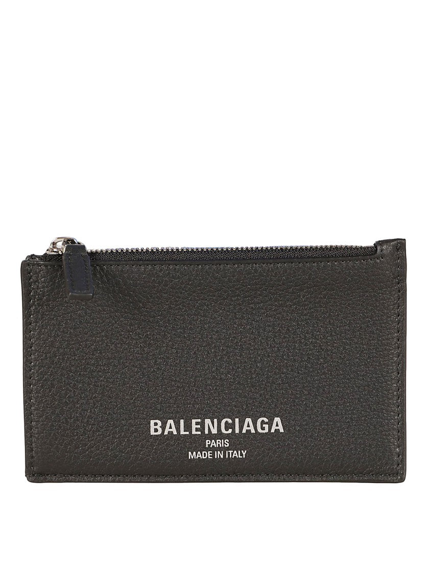 Balenciaga Textured Calfskin Leather Wallet With Zippered Compartment
