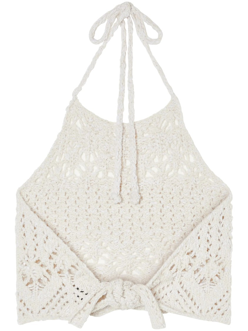 Alanui Intricate Crochet Halter Top With Scalloped Hem
