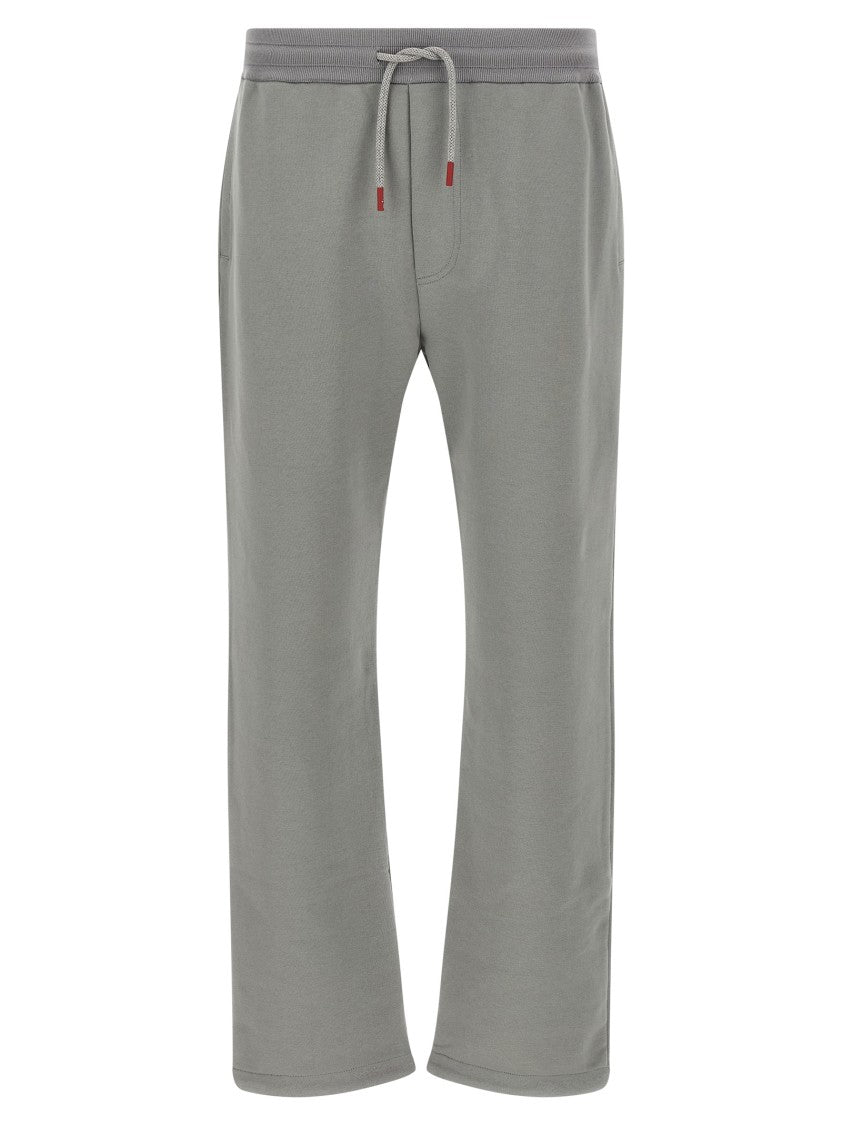 Kiton Gauze Cotton Tracksuit With Contrast Bands And Wide Leg Joggers