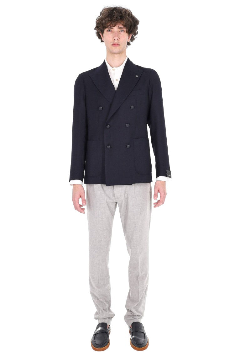 Tagliatore Montecarlo Herringbone Virgin Wool Double-Breasted Blazer