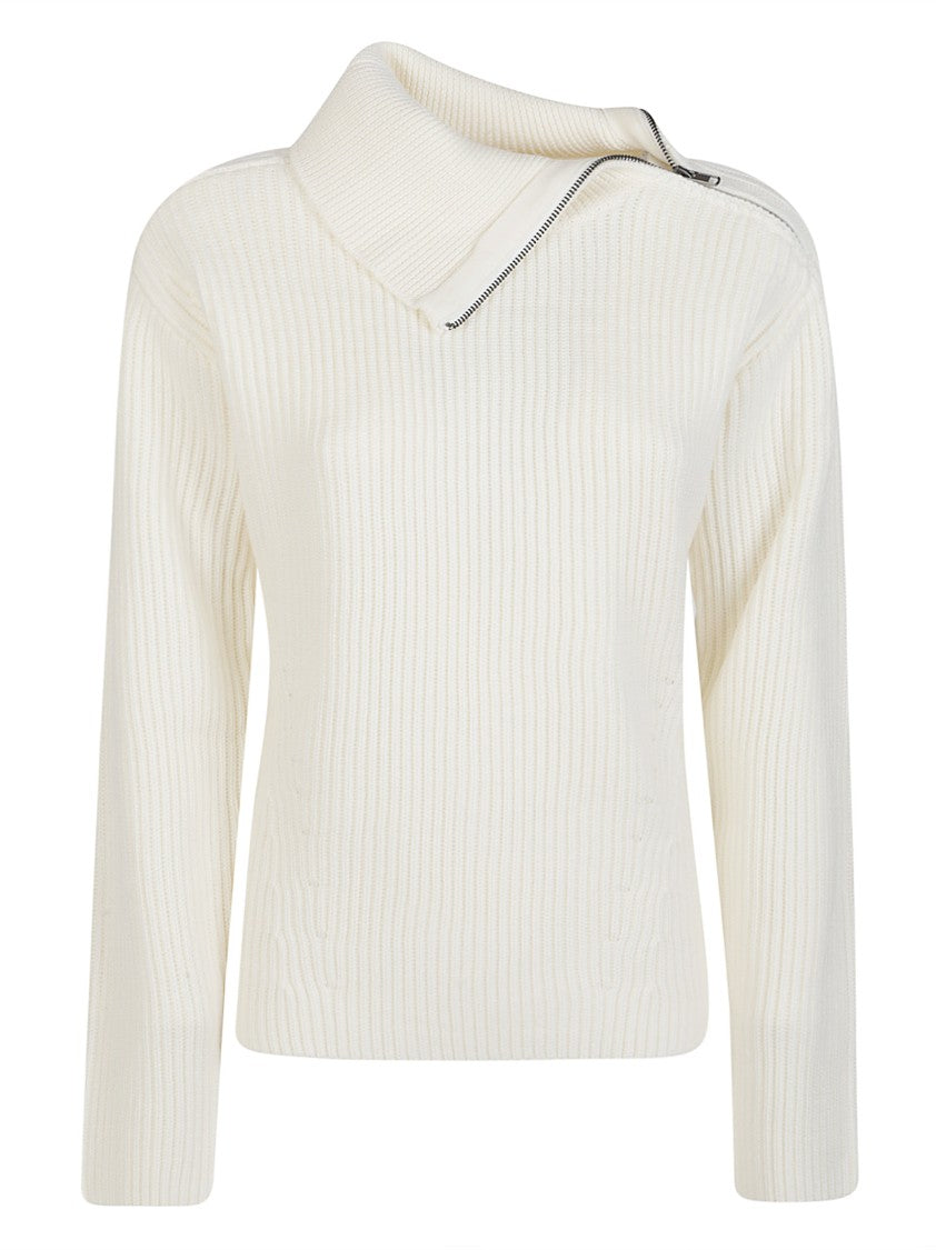 P.A.R.O.S.H. Ladybird Ribbed Wool Asymmetrical Sweater