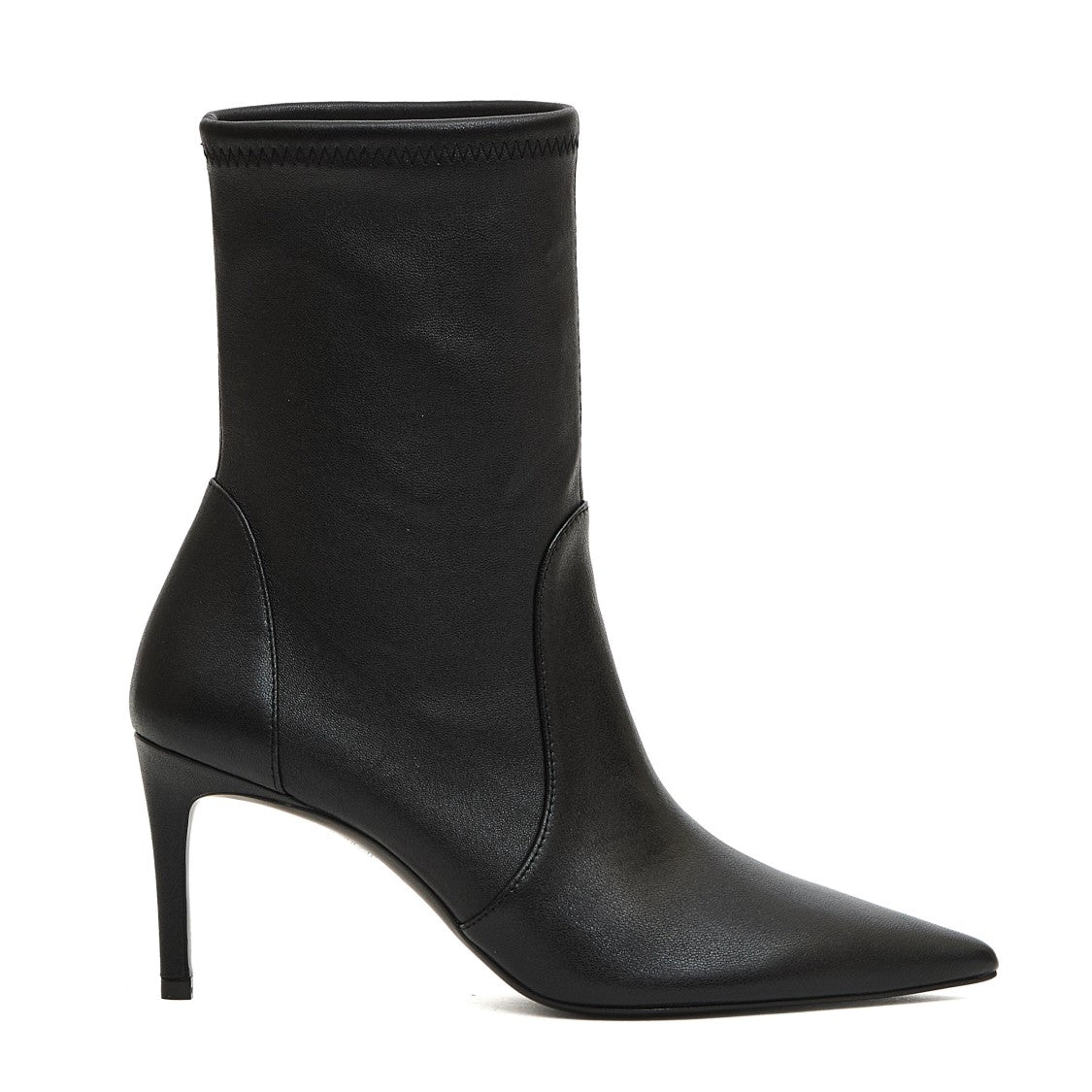 Stuart Weitzman Black Stretch Leather 75Mm Heel Ankle Boot