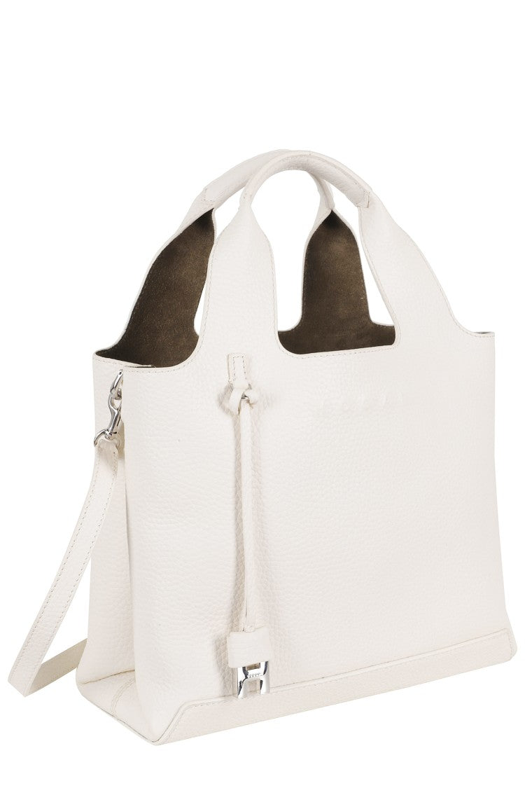 Hogan White Small Shopping Removable-Strap Leather Tote Bag