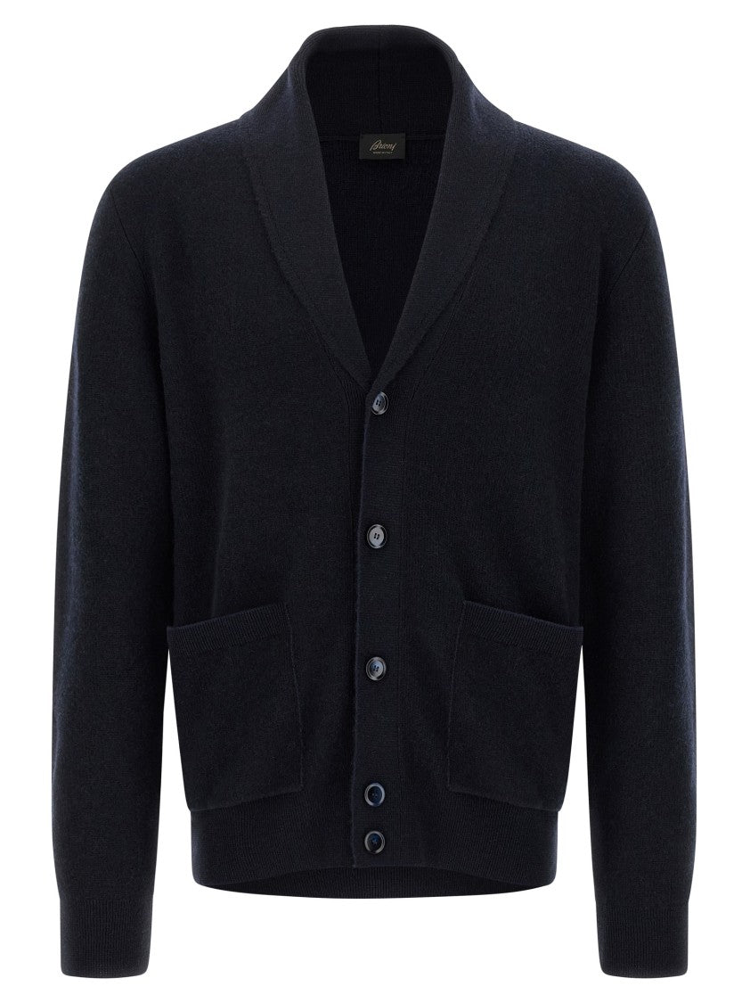 Brioni Shawl Collar Cashmere And Wool Blend Cardigan