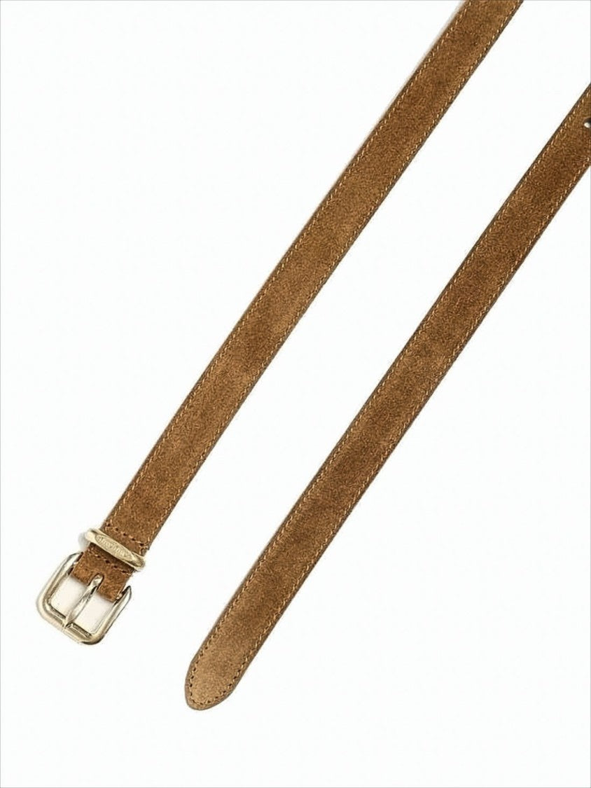 Miu Miu Slim Calf Leather Belt With Gold-Tone Buckle