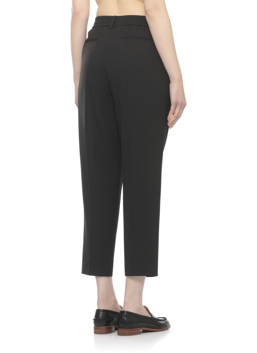 Pt Torino Black Stretch Fabric Elastic Waist Formal Pants