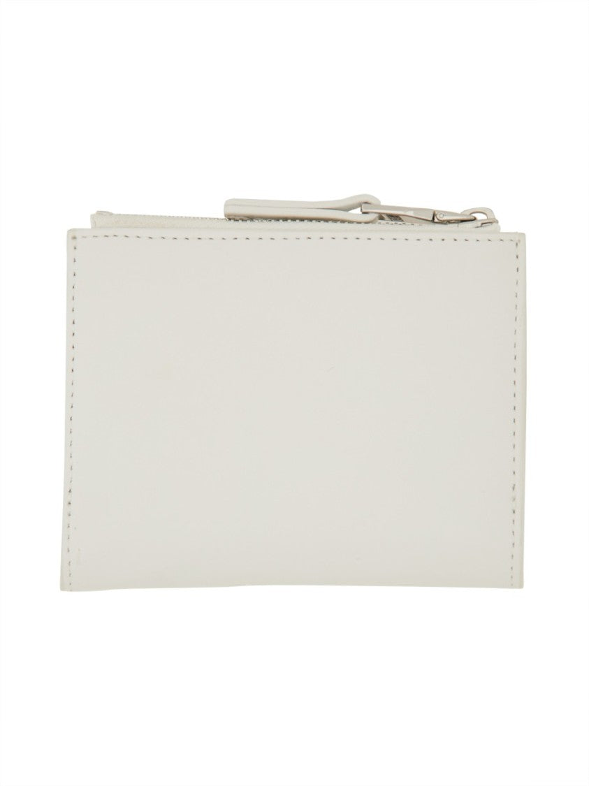 Diesel White Zippered Smooth Leather Wallet
