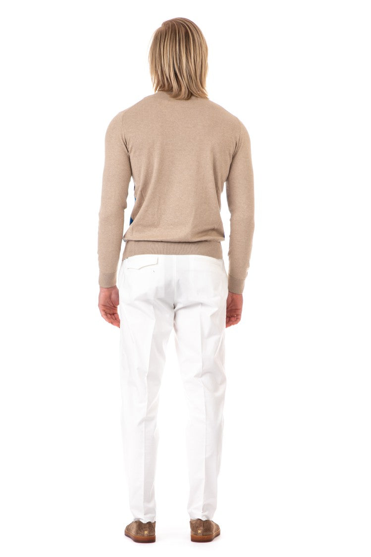 Ballantyne Diamond Cotton-Cashmere Crewneck Sweater