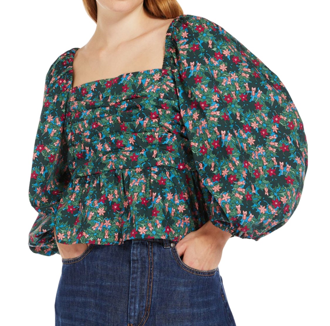 Max Mara Floral Print Top With Square Neckline