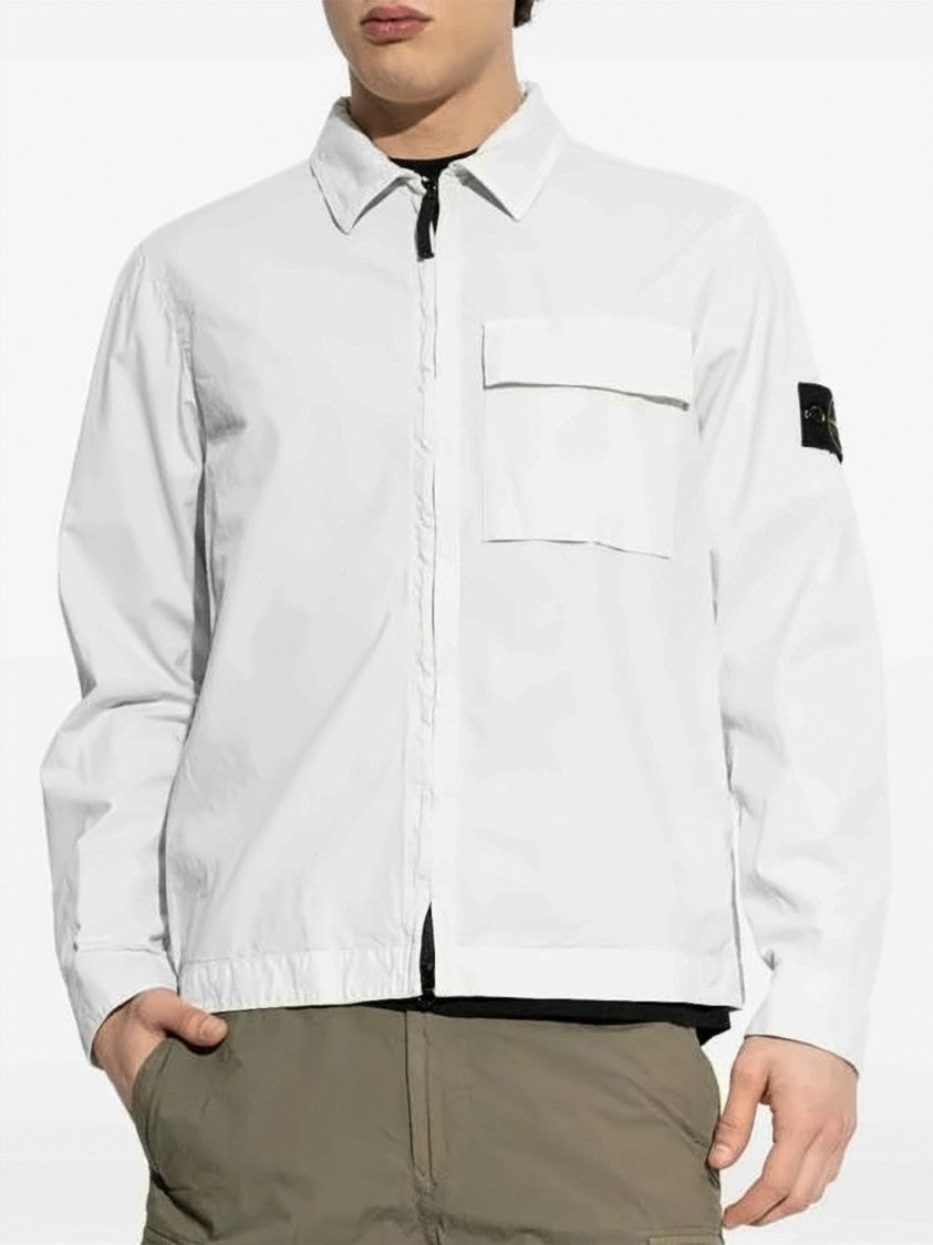 Stone Island Stone Island Minimalist White Jacket With Flap Pocket
