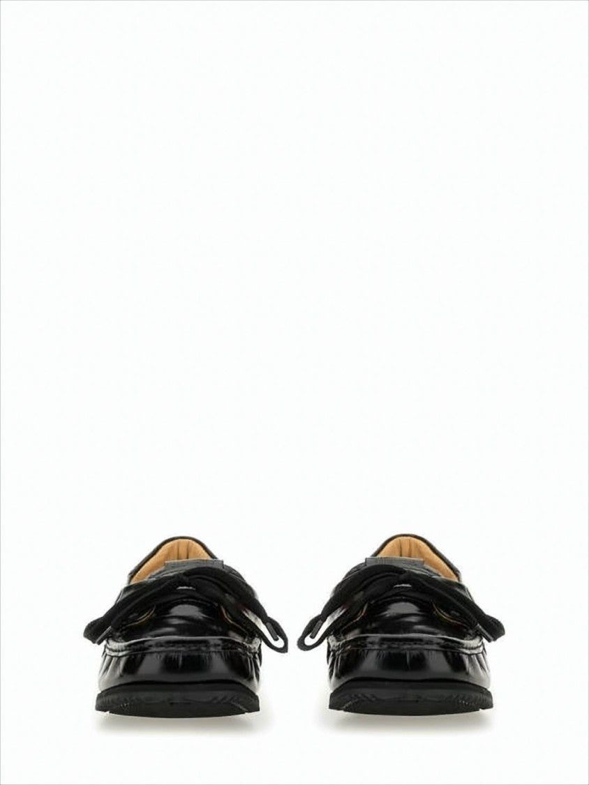 Jacquemus Glossy Black Leather Loafers With Bow Detail