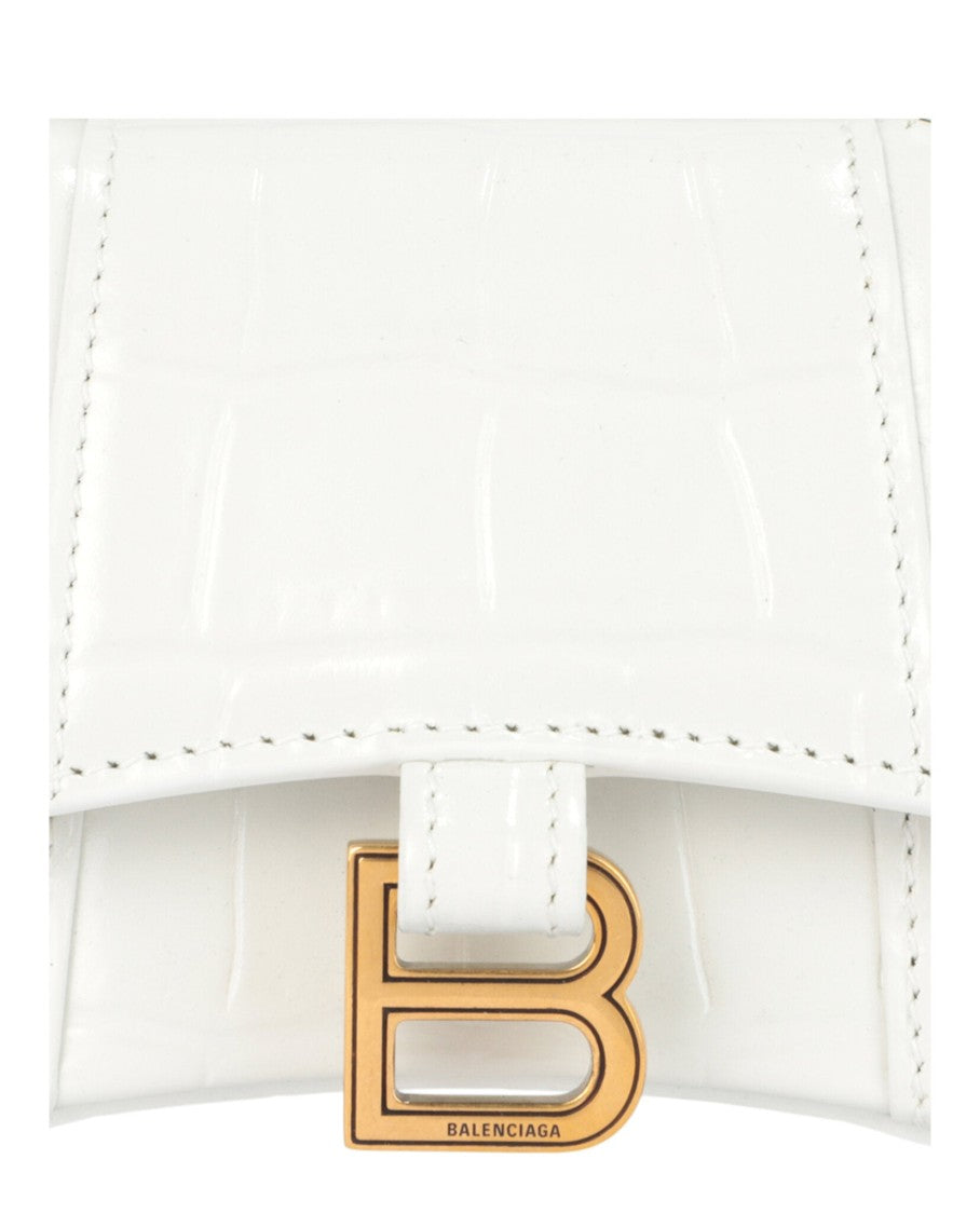 Balenciaga Hourglass Mini Crocodile Embossed Top Handle Bag