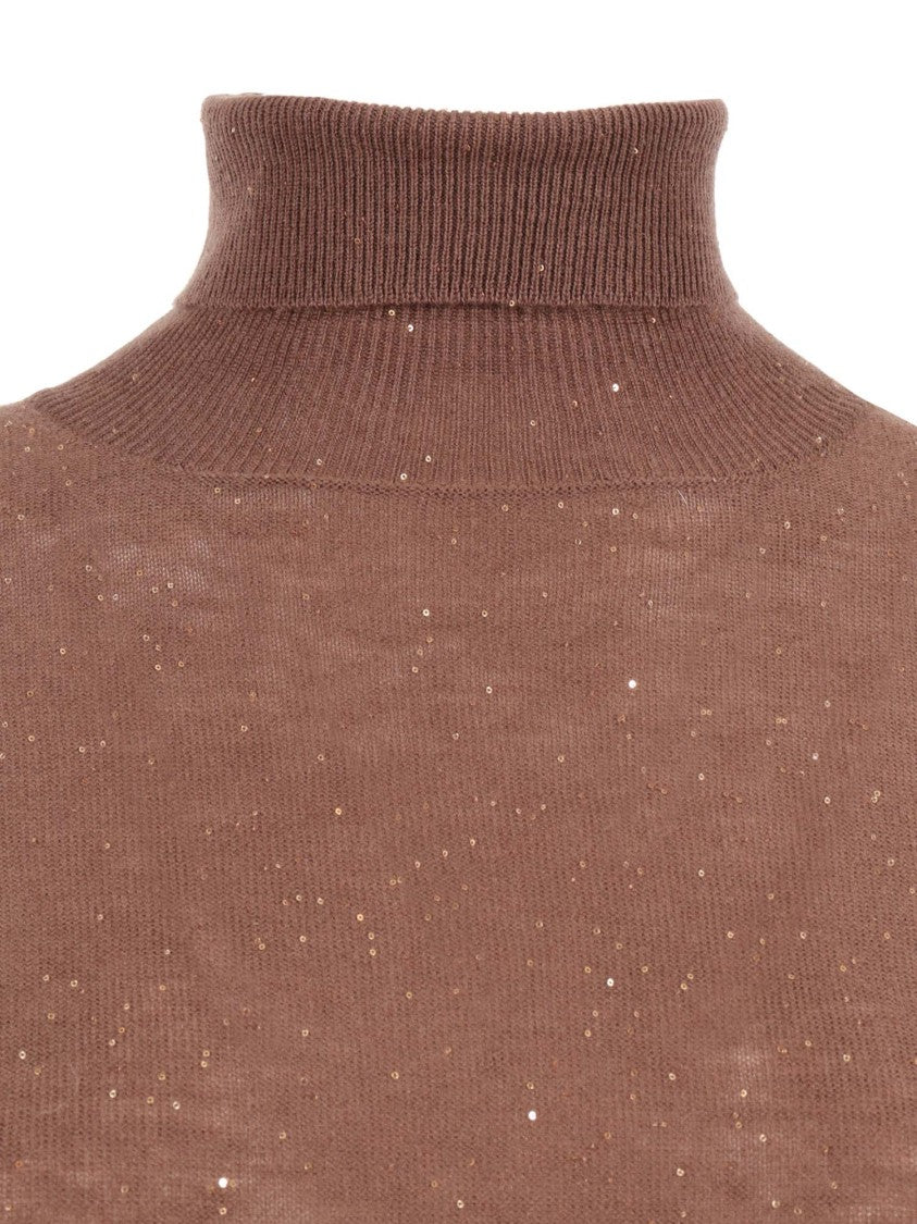 Fabiana Filippi Long Sleeve Turtleneck Sweater With Sequined Detail