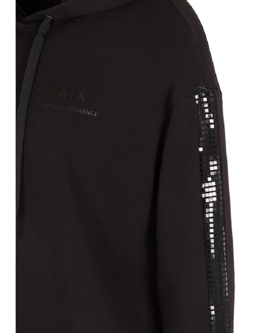 Armani Exchange Black Cotton Blend Hoodie