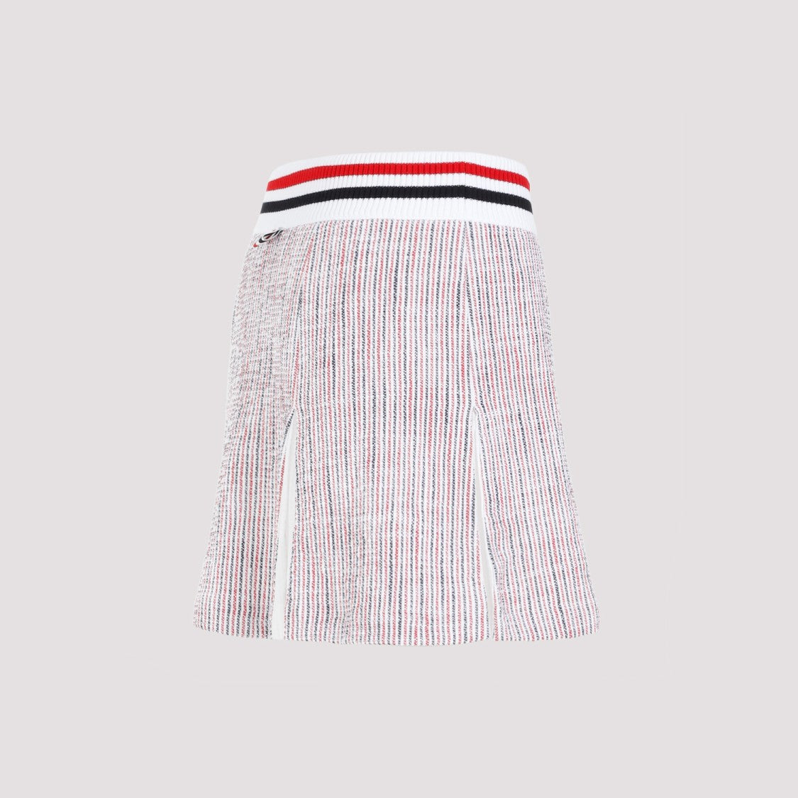 Thom Browne White Cotton Box Pleated Mini Skirt