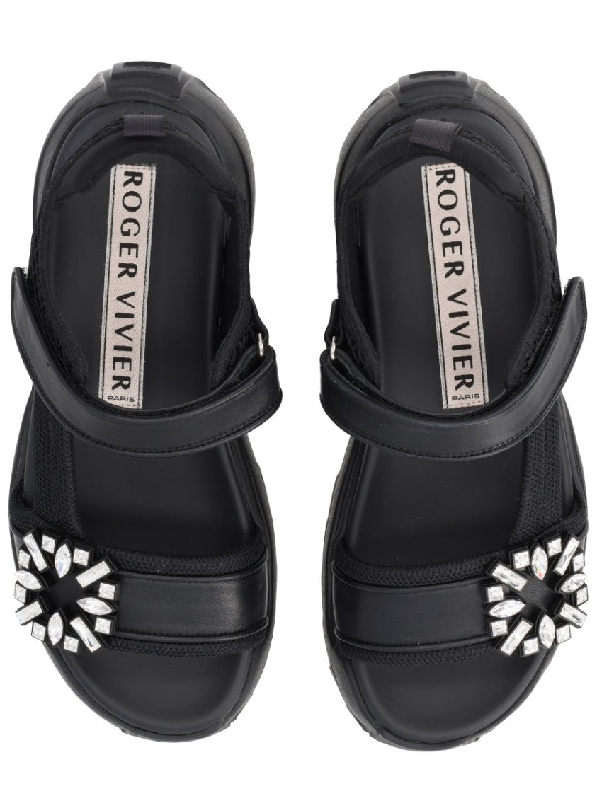 Roger Vivier Viv On The Run Crystal Straps Sandals